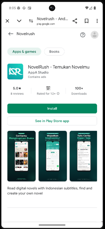 Langkah 1 download aplikasi NovelRush